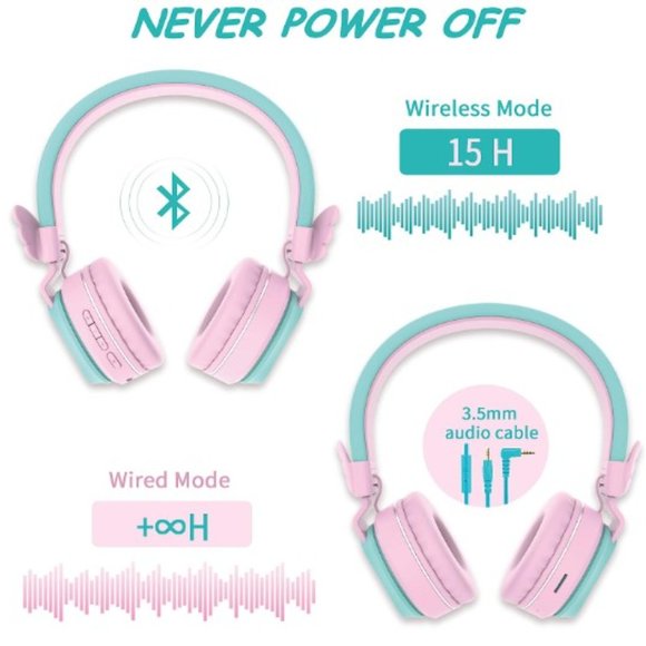 Kids Headphones - Wireless/Bluetooth - Volume Limit/Mic/Hand-free - TF Card - Picture 3 of 14